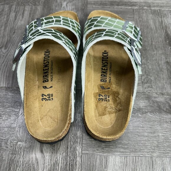 Birkenstock Arizona Women's size 6/EURO 37 Gator Gleam Two Strap Green Sandal - Picture 6 of 8